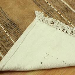 Handmade Brown Cotton Runner Rug, Block Printed Hallway Rug - thumbnail 4