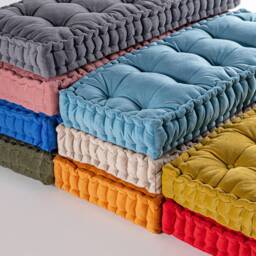 Custom Tufted Velvet Cushion French Bench Seat, Japanese Futon - thumbnail 1