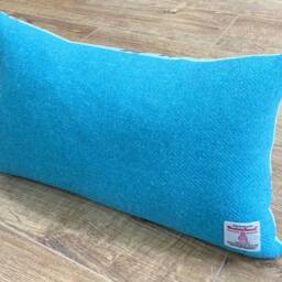 Butterfly Velvet & Turquoise Harris Tweed Cushion 20x12 - thumbnail 2