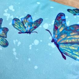 Butterfly Velvet & Turquoise Harris Tweed Cushion 20x12 - thumbnail 3