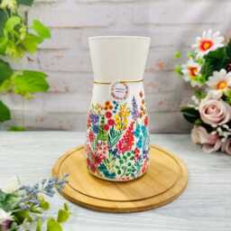 Handmade Decoupaged Glass Vase, Flower Vase, Floral Wildflower Vase Home Decor, Gift For Her, Gift Mum, Birthday Gift, New Gift - thumbnail 3