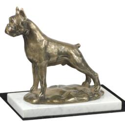 Boxer, Dog White Marble Base Statue, Limited Edition, Artdog. Made Of Cold Cast Bronze. Perfect Gift. Limited Edition - thumbnail 3