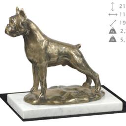 Boxer, Dog White Marble Base Statue, Limited Edition, Artdog. Made Of Cold Cast Bronze. Perfect Gift. Limited Edition - thumbnail 4