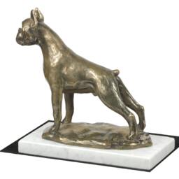 Boxer, Dog White Marble Base Statue, Limited Edition, Artdog. Made Of Cold Cast Bronze. Perfect Gift. Limited Edition - thumbnail 2