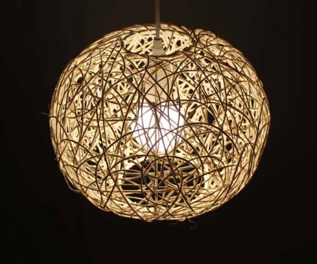 Handwoven Rattan Pendant Light, Globe Ceiling Boho Lighting Fixture, 3 Diameter Options - image 1