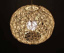 Handwoven Rattan Pendant Light, Globe Ceiling Boho Lighting Fixture, 3 Diameter Options - thumbnail 1