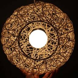 Handwoven Rattan Pendant Light, Globe Ceiling Boho Lighting Fixture, 3 Diameter Options - thumbnail 3