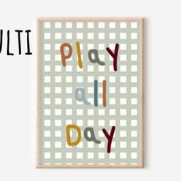Dinosaur Themed Educational Prints. Alphabet, Numbers & Play All Day Typography Gender Neutral Wall Art - Prints Only, Unframed - thumbnail 3