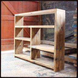 Eden - Solid Reclaimed Timber Bookcase Living Room Kitchen Unit - thumbnail 2