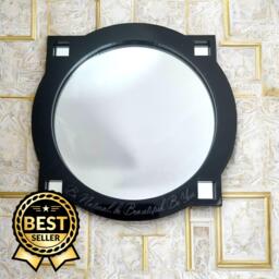 Art Deco Acrylic Mirror Square/Round Colored Frame, Custom Engraving - thumbnail 1