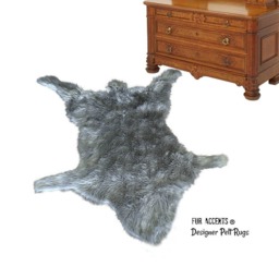 Wolf Pelt Faux Fur Rug - Handmade Designer Throw, Usa - thumbnail 1