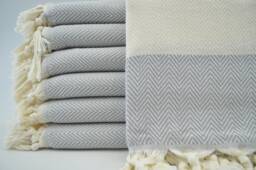"Gray Towel, Zigzag Towel, Turkish Towel, 40""x70" - thumbnail 1