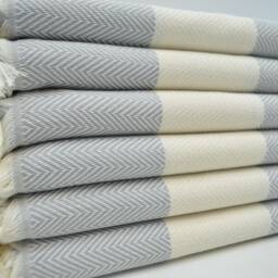 "Gray Towel, Zigzag Towel, Turkish Towel, 40""x70" - thumbnail 3