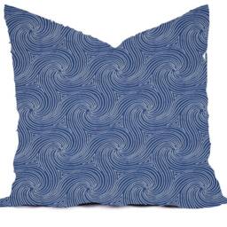 Outdoor Pillows Or Indoor Custom Cover - Navy Royal Blue Yellow Gold Sunflower Modern Geometric - thumbnail 3