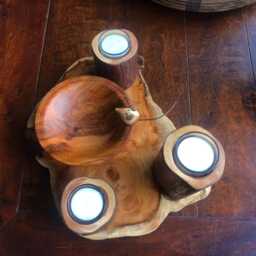 Mousey, Large, Yew Log, Candle Holder , Tea Lights, Nibbles Bowl Set, Christmas - thumbnail 4