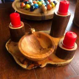 Mousey, Large, Yew Log, Candle Holder , Tea Lights, Nibbles Bowl Set, Christmas - thumbnail 1