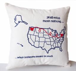 Long Distance Pillow, Couple Pillow Cover, Ldr Gifts, Personalized Usa Map Covers, Message Custom Gift, Gifts For Dad - thumbnail 1