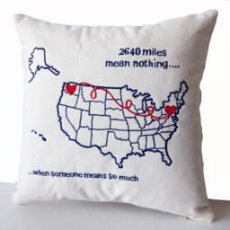 Long Distance Pillow, Couple Pillow Cover, Ldr Gifts, Personalized Usa Map Covers, Message Custom Gift, Gifts For Dad - thumbnail 2