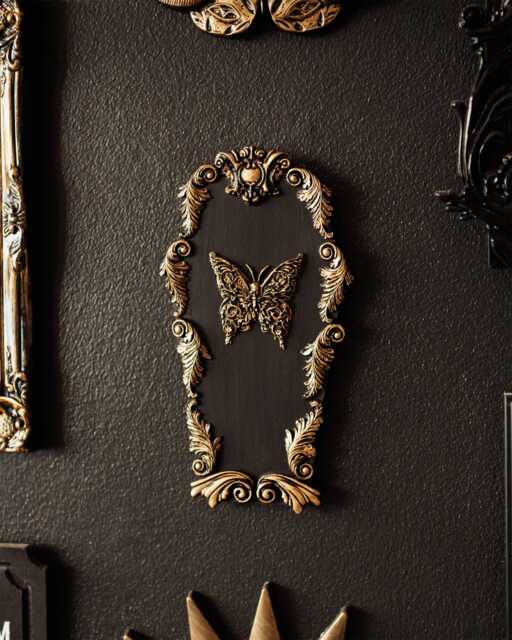 Ornate Butterfly in Coffin Wall Art/Handmade Gothic Home Decor Dark Academia Hanging Goth Entomology Plaque For Gallery - image 1