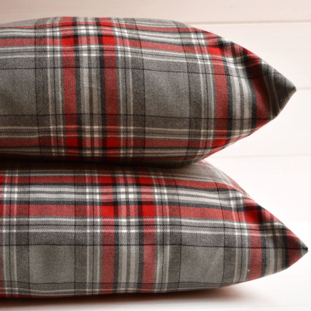 Gray & Red Tartan Print Pillow, Decorative Cushions, Matching Blankets, Pillows, Throw Christmas Pillow - image 1