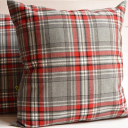 Gray & Red Tartan Print Pillow, Decorative Cushions, Matching Blankets, Pillows, Throw Christmas Pillow - thumbnail 2