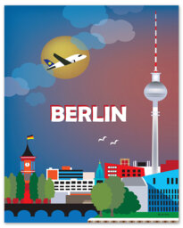 Berlin Vertical Skyline Art, Poster, City, Germany Travel Wall Decor, Loose Petals City Art Print E8-O-Ber - thumbnail 1