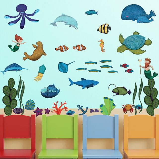 Ocean Scene Wall Decals By My Wonderful Walls - 44 Peel & Stick Under The Sea For Nursery & Kids Room Mini Set - #1245-17 - image 1