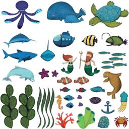 Ocean Scene Wall Decals By My Wonderful Walls - 44 Peel & Stick Under The Sea For Nursery & Kids Room Mini Set - #1245-17 - thumbnail 2