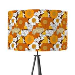 Lampshade Orange Brown White Retro 70S Floral Print Velvet - Drum Lamp Shade 25cm 30cm 35cm 40cm 45cm Table Lamp Shade, Ceiling Pendant - thumbnail 2