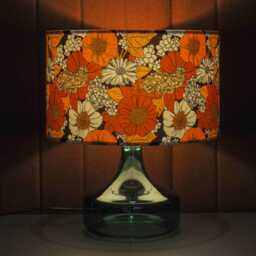 Lampshade Orange Brown White Retro 70S Floral Print Velvet - Drum Lamp Shade 25cm 30cm 35cm 40cm 45cm Table Lamp Shade, Ceiling Pendant - thumbnail 2