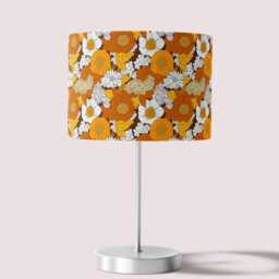 Lampshade Orange Brown White Retro 70S Floral Print Velvet - Drum Lamp Shade 25cm 30cm 35cm 40cm 45cm Table Lamp Shade, Ceiling Pendant - thumbnail 3