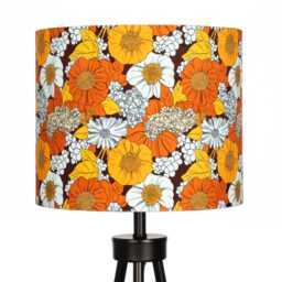 Lampshade Orange Brown White Retro 70S Floral Print Velvet - Drum Lamp Shade 25cm 30cm 35cm 40cm 45cm Table Lamp Shade, Ceiling Pendant - thumbnail 3