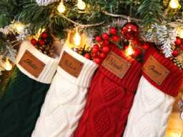 Personalized 2026 Christmas Stocking, Custom Engraved Name Leather Patch, Family Gifts - thumbnail 1