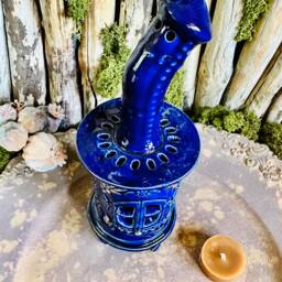 "Blue Ceramic Candle Holder Handmade, Home Decor ""Oven" - thumbnail 3
