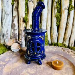 "Blue Ceramic Candle Holder Handmade, Home Decor ""Oven" - thumbnail 2