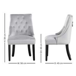 1x Windsor Velvet Dining Chairs - Button Tufted Knocker Back Accent Chair With Wooden Legs - thumbnail 4