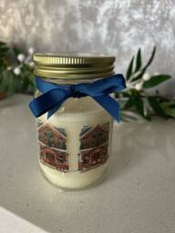 Christmas Candle Jar Spiced Apple & Cinnamon Scented Fragrance Xmas Dining Table Centerpiece Decoration Home Indoor Decor Tealight Gift Idea - thumbnail 1