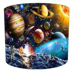 Outer Space Solar System Drum Lampshade For Ceiling Light Pendants Or Table Lamp Bases - thumbnail 2