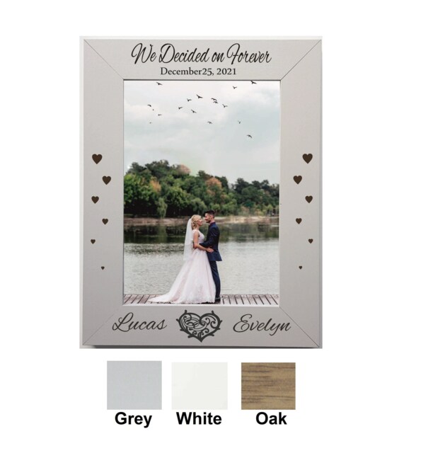 Personalised Wedding Photo Frame Engraved N1 Wood Anniversary Gift Or Any Text Picture Size 5 X 7 - image 1