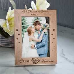 Personalised Wedding Photo Frame Engraved N1 Wood Anniversary Gift Or Any Text Picture Size 5 X 7 - thumbnail 2