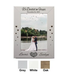 Personalised Wedding Photo Frame Engraved N1 Wood Anniversary Gift Or Any Text Picture Size 5 X 7 - thumbnail 1