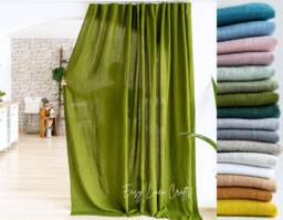 Linen Curtain Panel - Semi Sheer Drape For Living Room Or Bedroom Long Drapery Elegant Home Decor 1