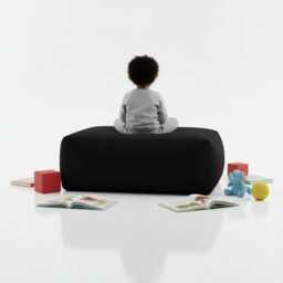 Black Bean Bag Ottoman Rectangle Footstool, Water Resistant Polyester