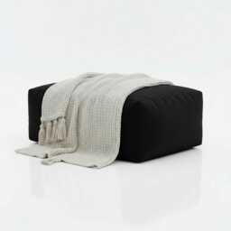 Black Bean Bag Ottoman Rectangle Footstool, Water Resistant Polyester - thumbnail 2