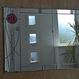 Rennie Mackintosh Style Large UK Handmade Stained Glass Mirror Rose 5 91 X 61 cm - thumbnail 2
