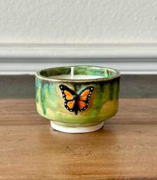 Hand-Poured 4Oz Scented Soy Candle in Handmade Ceramic Butterfly Vessel - Various Scent Options