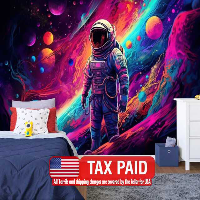 Psychedelic Universe Space Mural, Kids Room Decor, Peel & Stick Wallpaper - image 1