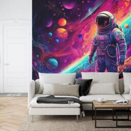 Psychedelic Universe Space Mural, Kids Room Decor, Peel & Stick Wallpaper - thumbnail 3
