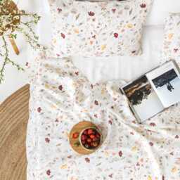 Meadow Print Linen Sheet Set - Natural Botanical Bedding Boho Bed Sheets With Fitted, Flat Sheet, Pillowcases Gift-Ready - thumbnail 2