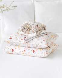 Meadow Print Linen Sheet Set - Natural Botanical Bedding Boho Bed Sheets With Fitted, Flat Sheet, Pillowcases Gift-Ready - thumbnail 1